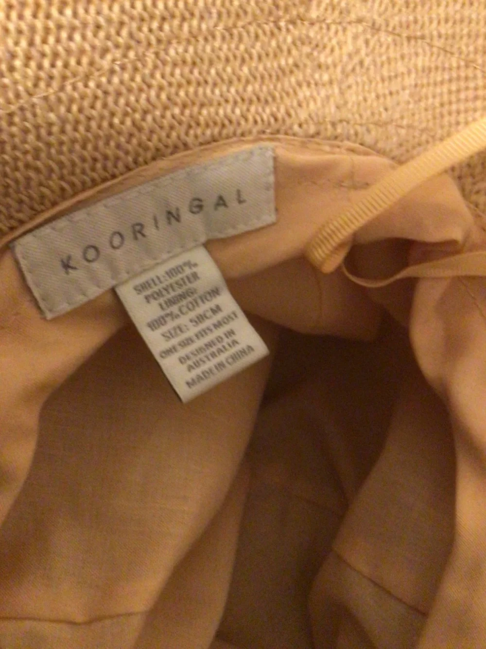 KOORINGAL floppy hat with leather accent and cotton lining and chin te SZ 50cm